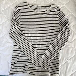 H&M women’s long sleeve grey and black stripe shirt size large